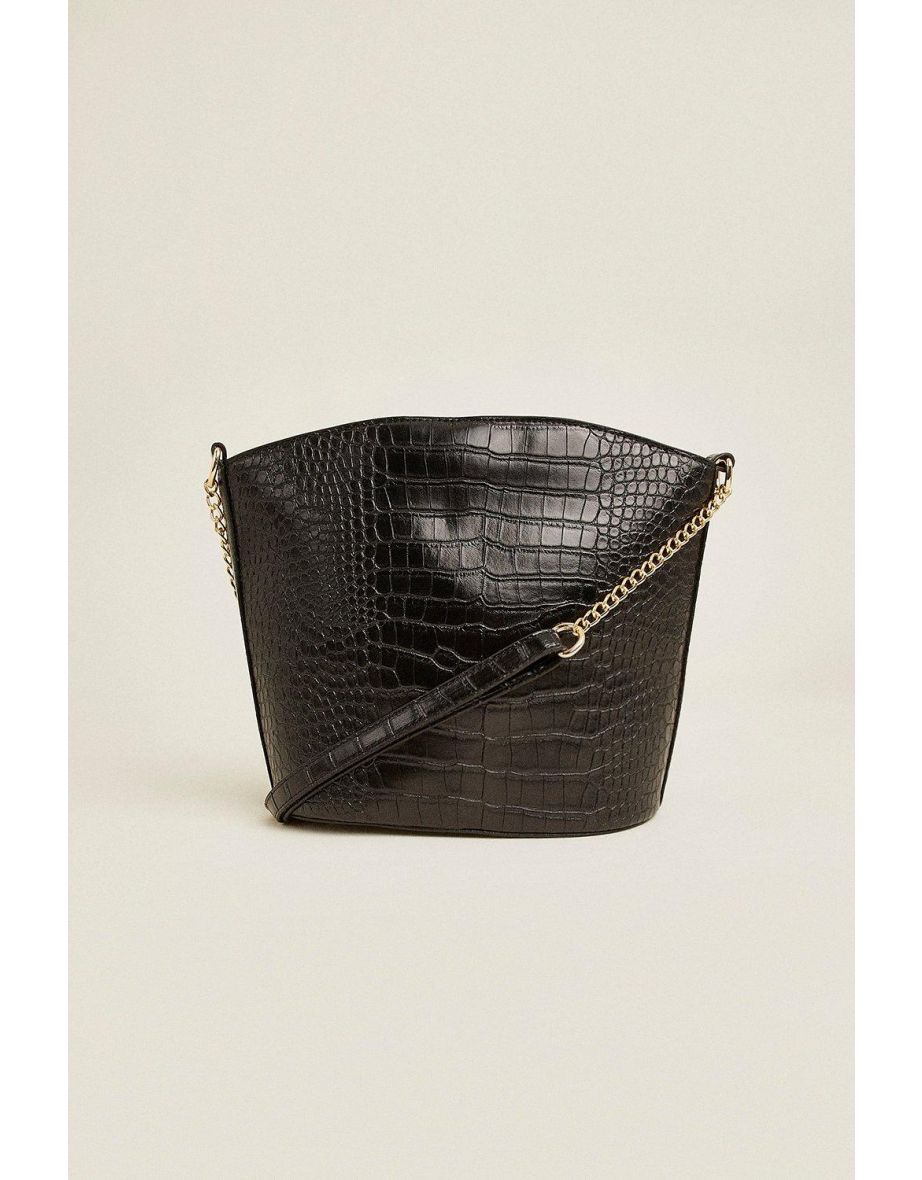 Croc Chain Strap Cross Body Bag