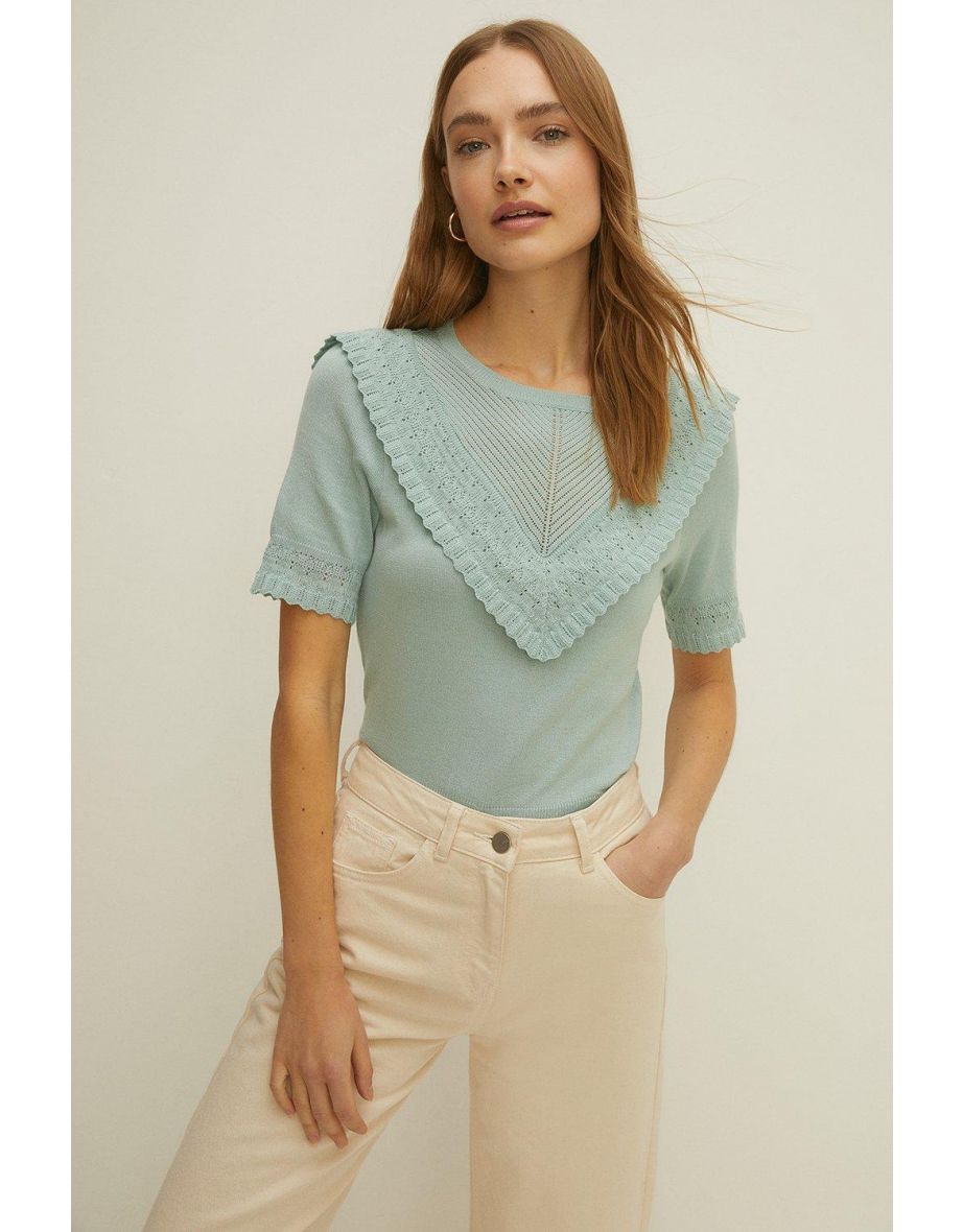Short Sleeve Frill Detail Jumper