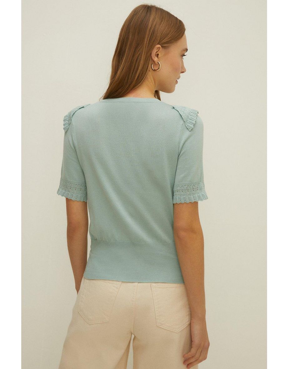 Short Sleeve Frill Detail Jumper - 2