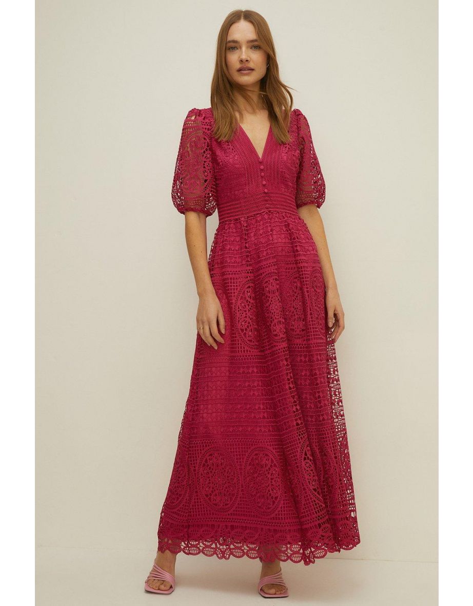 Premium Lace V Neck Maxi Dress