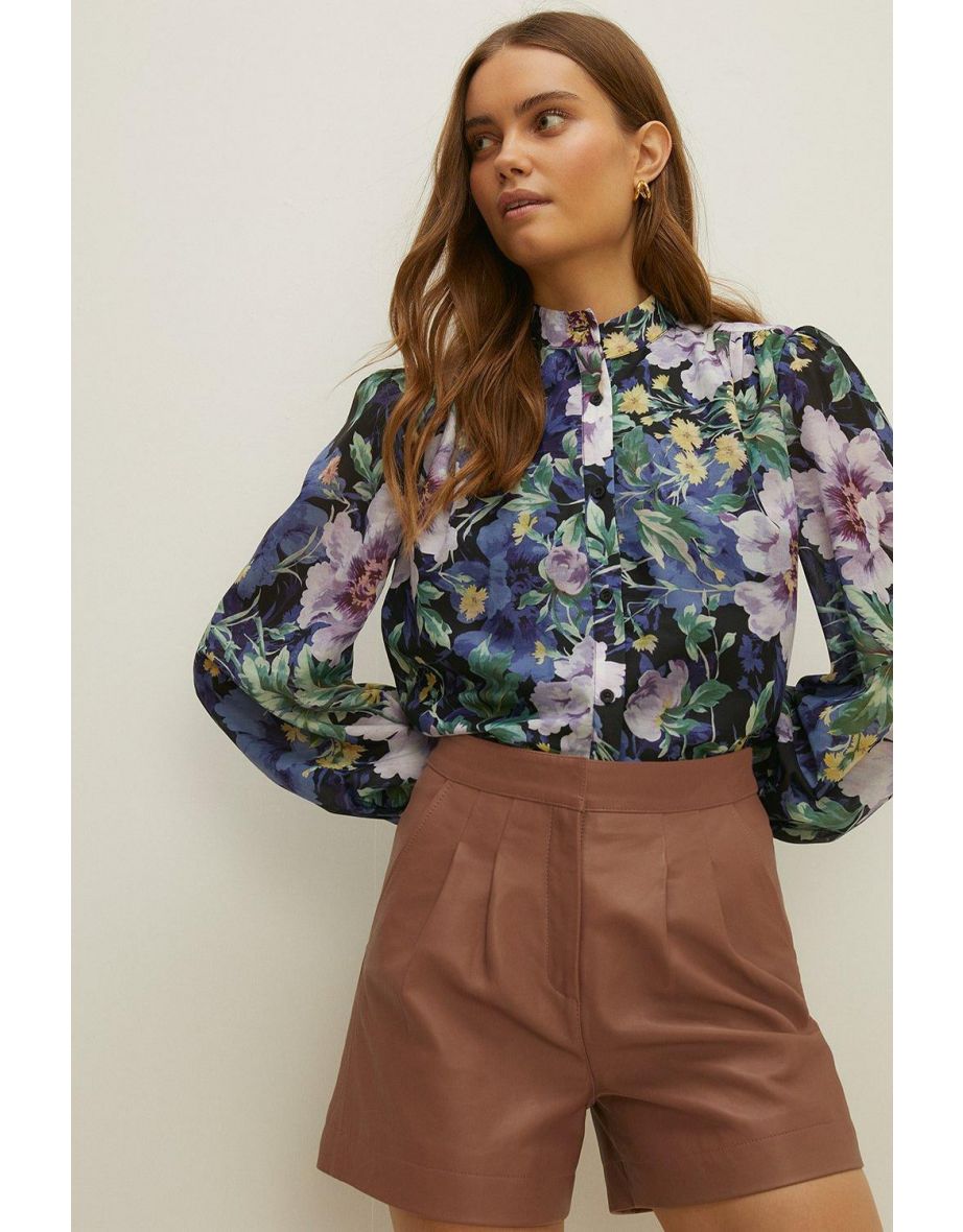 Navy Bloom Floral Chiffon Shirt
