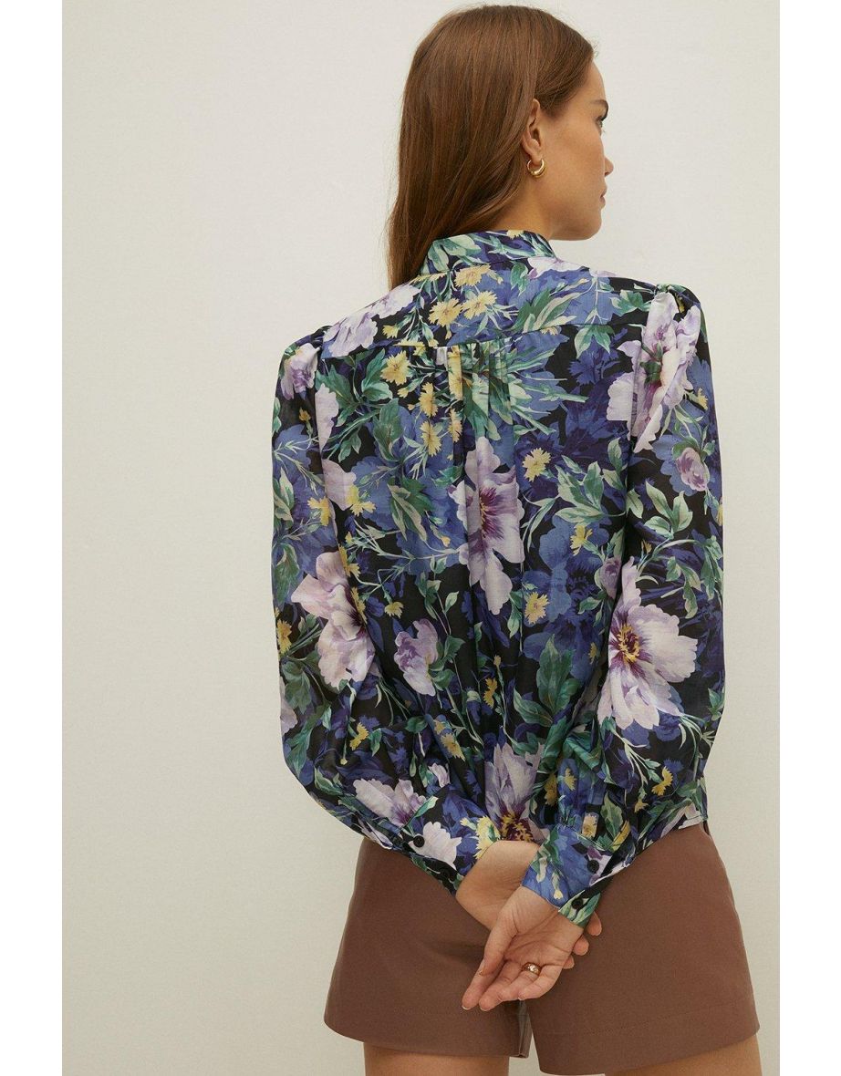 Navy Bloom Floral Chiffon Shirt - 2