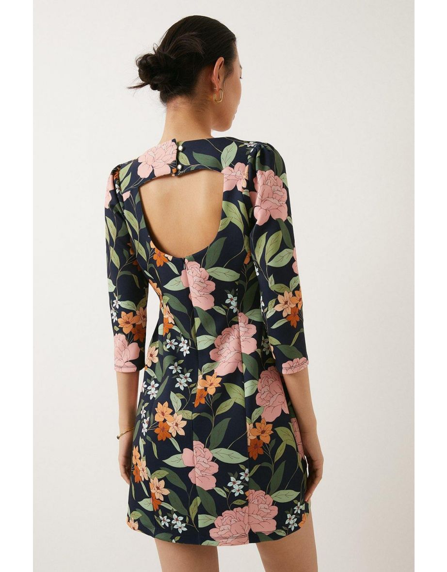 Floral Scuba Shift Mini Dress - 2