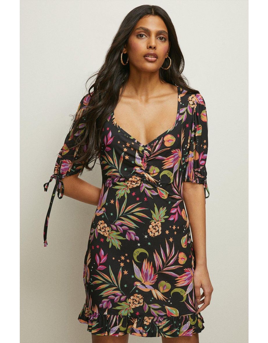 Oasis bird print dress outlet