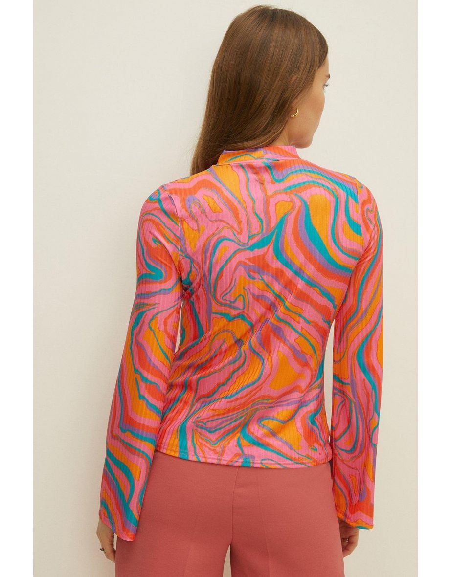 Petite Marble Rib Mock Neck Top - 2