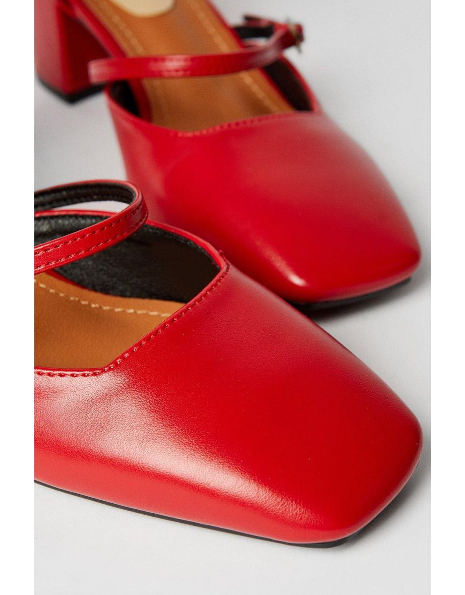 Venetian Square Toe Multi Mary Jane Block Heel Court Shoes - 2