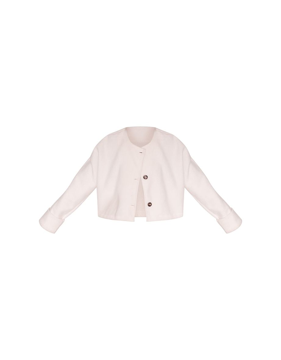 Cream Teddy Button Up Casual Jacket - 4