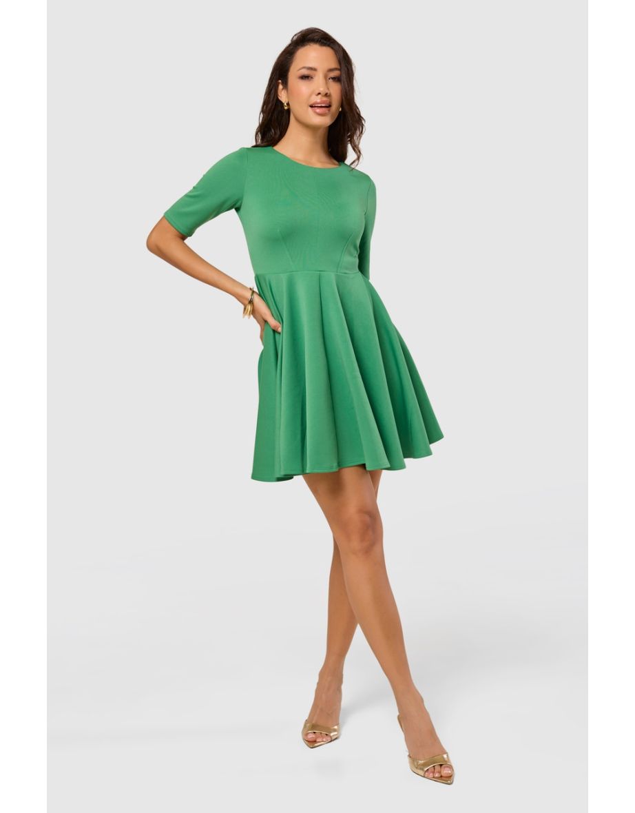 Closet London Scuba Skater Dress  GREEN