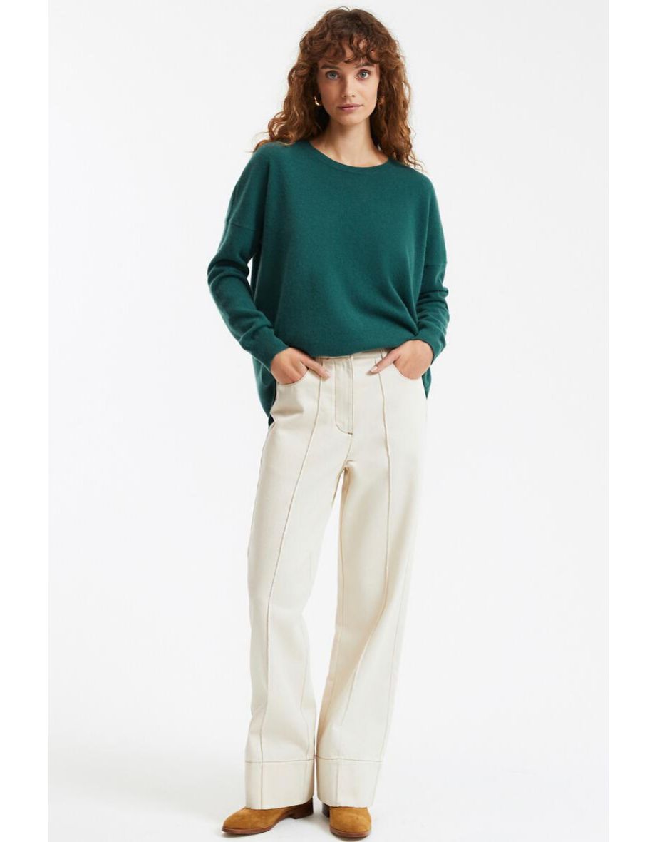 Recycled Cashmere Jumper/Sweater with Crew Neck in Fine Knit