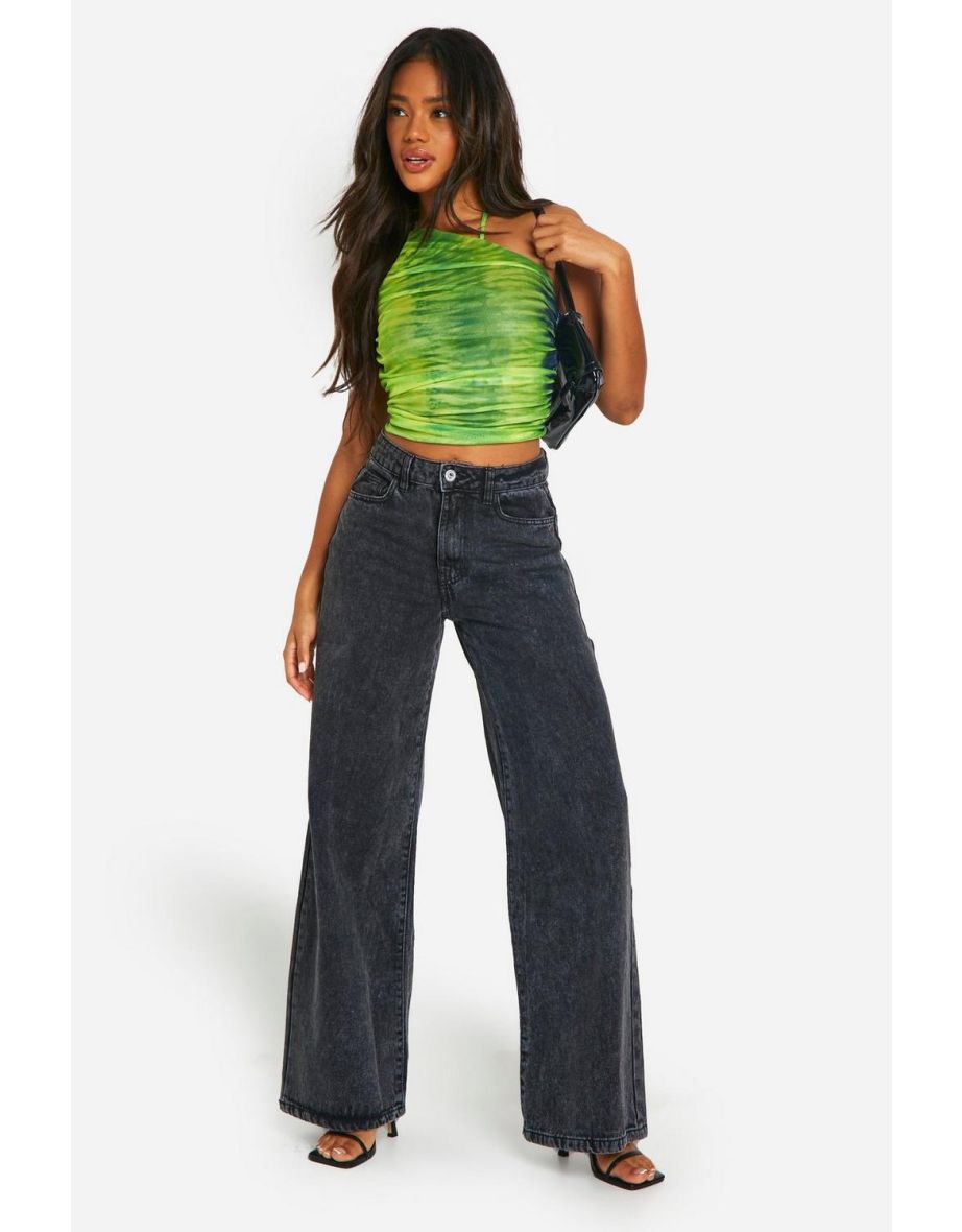 Printed Mesh Halter Neck Top - green