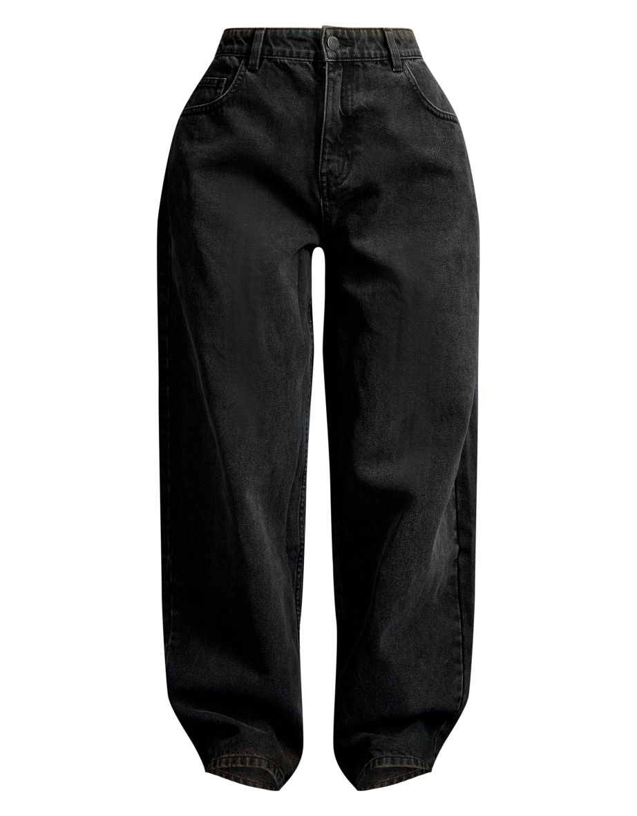 PRETTYLITTLETHING Petite Washed Black High Rise Boyfriend Jeans - 4