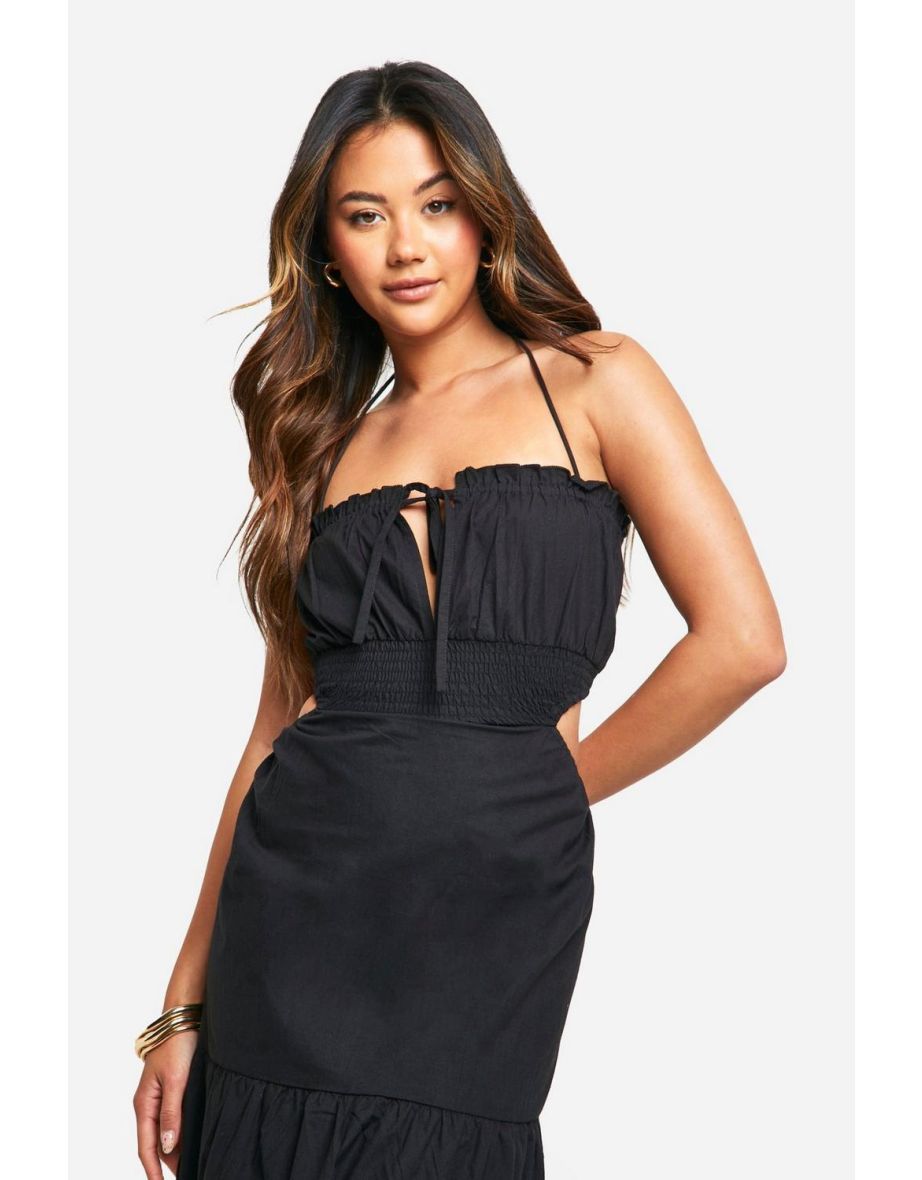 Cotton Poplin Tiered Maxi Dress - black - 3