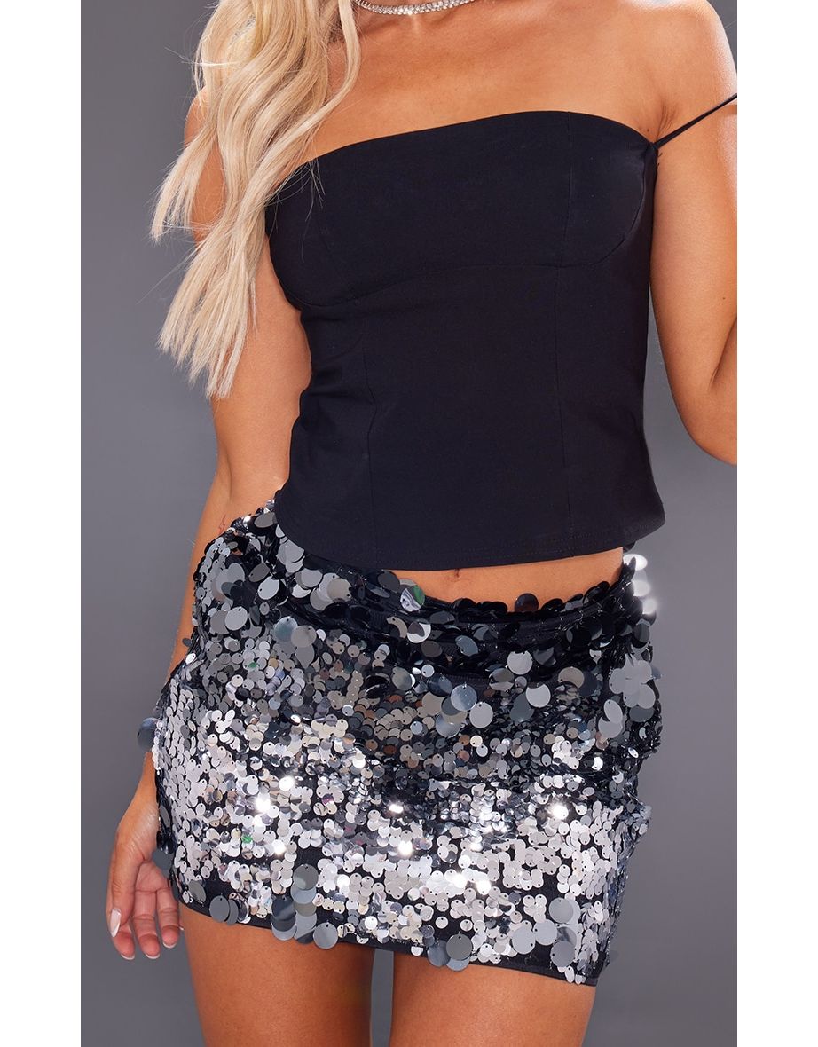 Silver Sequin Ombre Micro Mini Skirt - 4