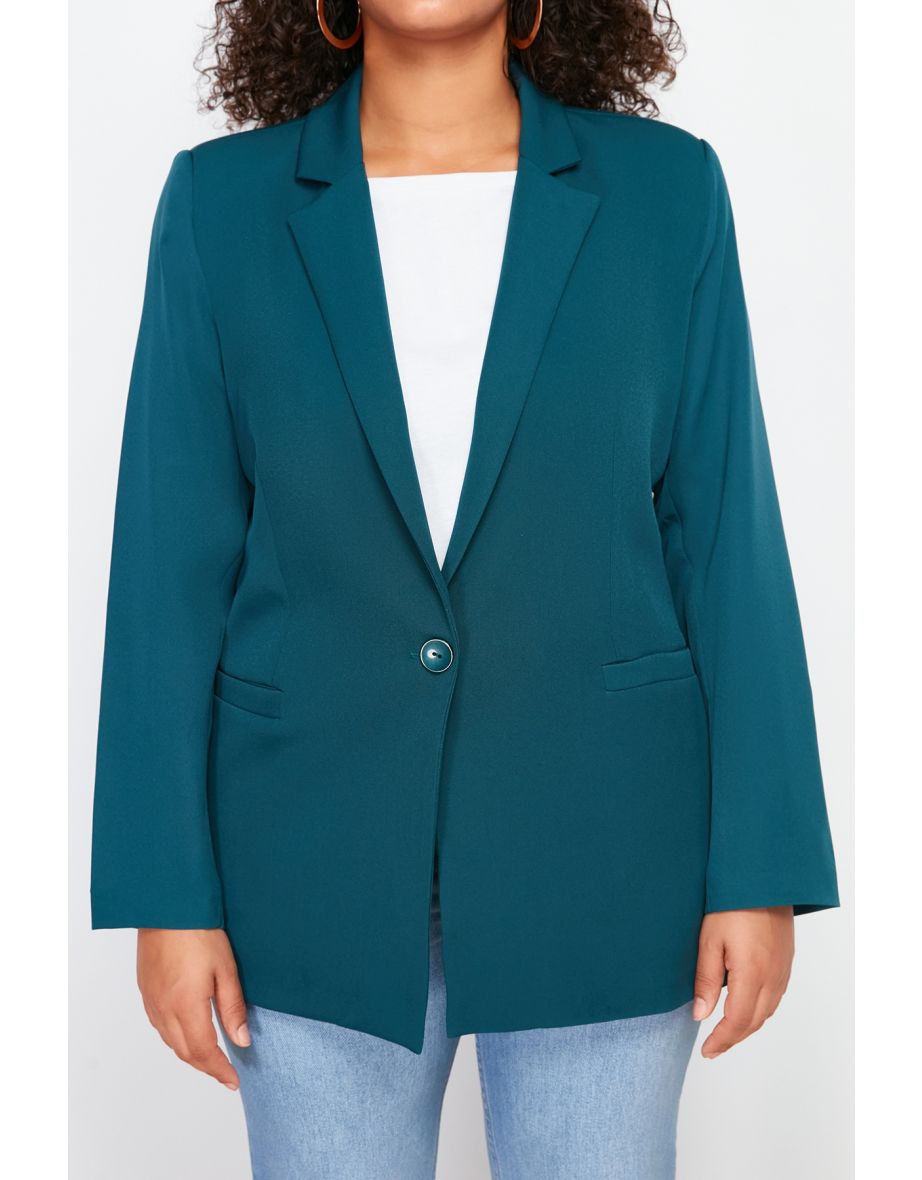 Green Woven Plus Size Jacket - 7