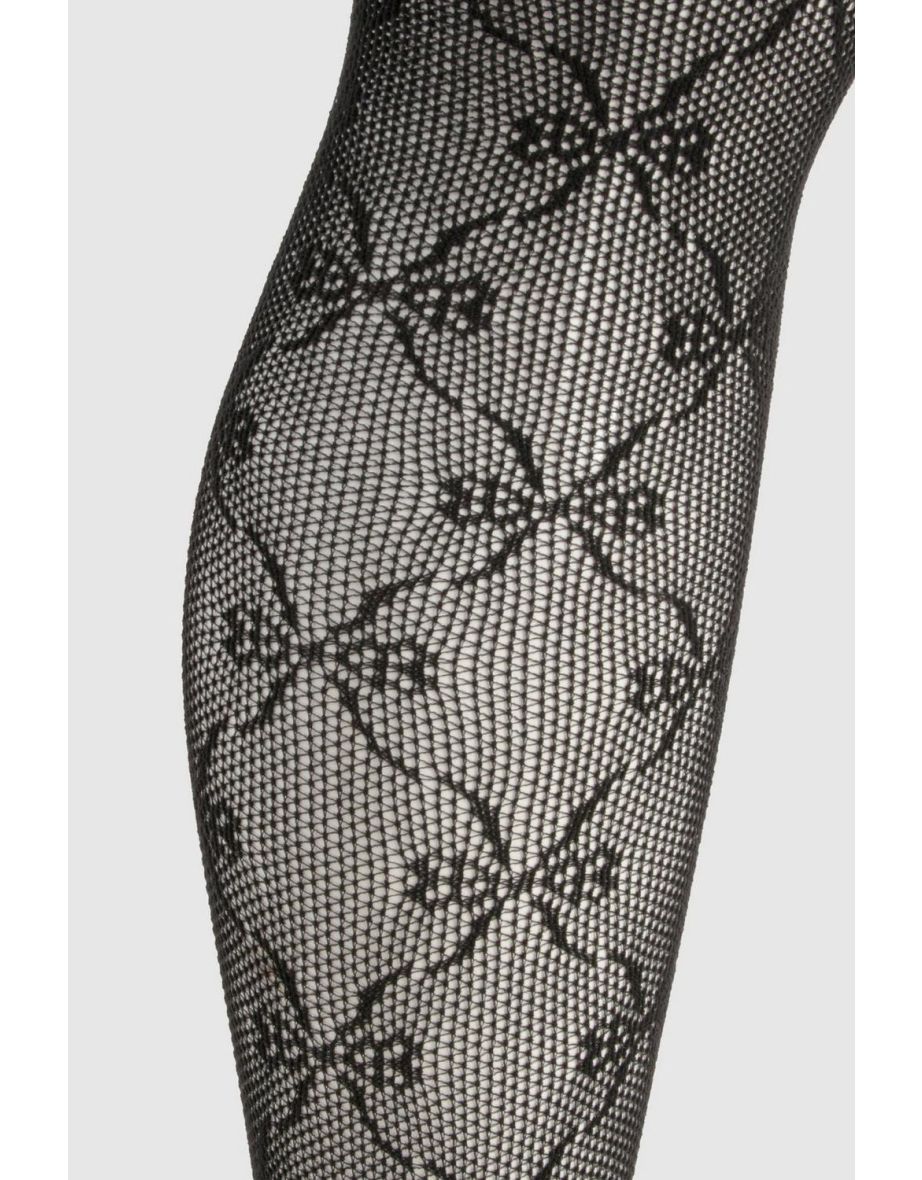 Plus Bow Lace Tights - black - 2