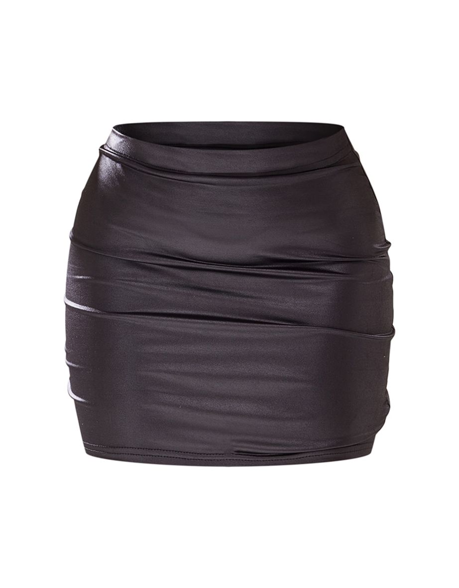 Petite Black Leather Look Mini Skirt - 5