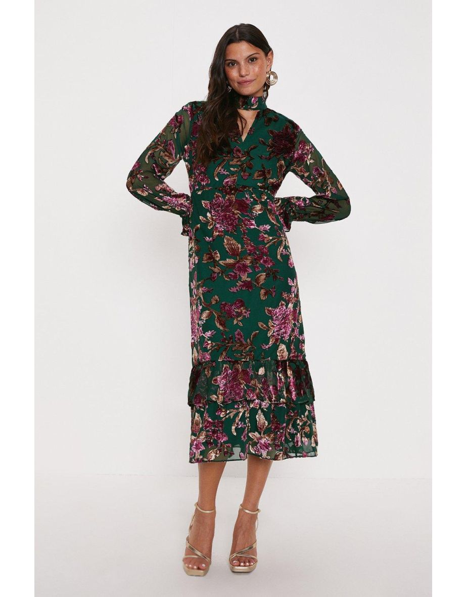Shop Petite Devore High Neck Keyhole Maxi Dress Online in Bahrain VogaCloset