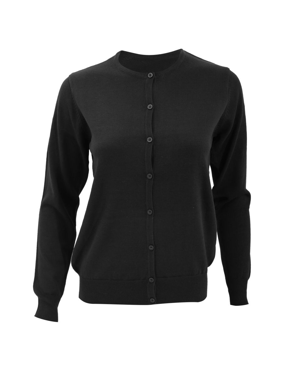 Kustom Kit Womens Round Neck Cardigan / Ladies Knitwear - Black