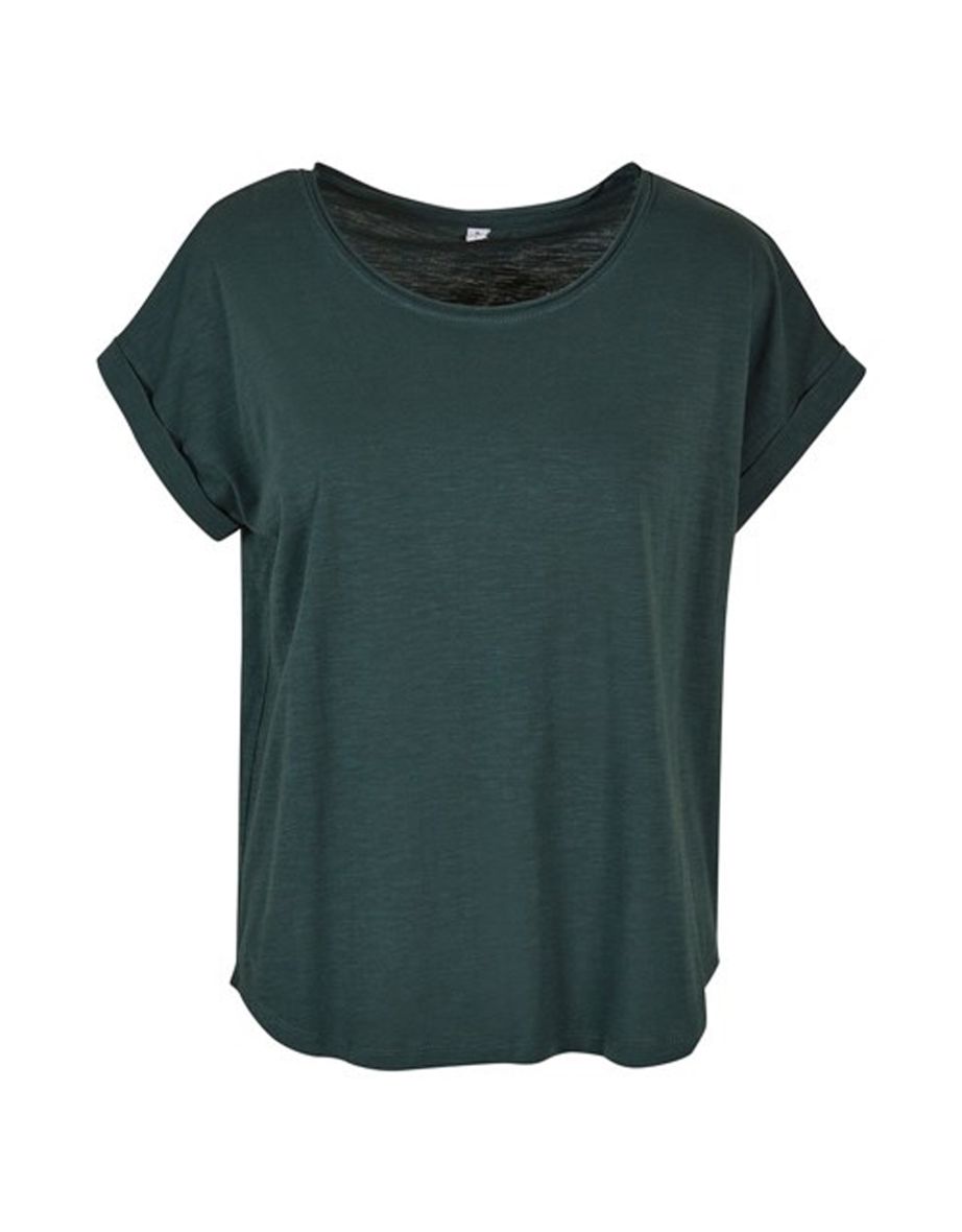Womens/Ladies Long Slub T-Shirt - Bottle Green