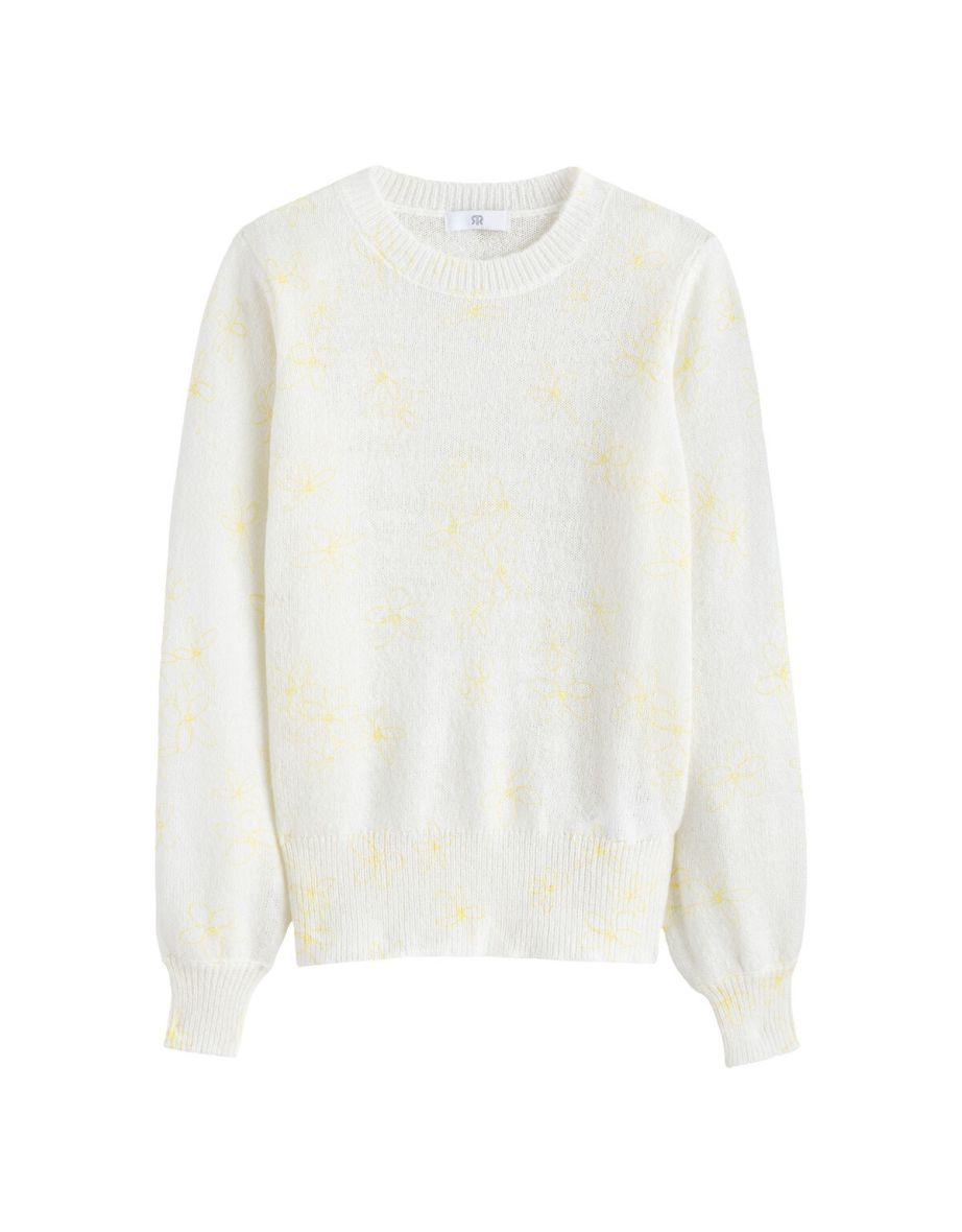 Recycled Floral Print Jumper/Sweater with Long Sleeves and Crew Neck - 4