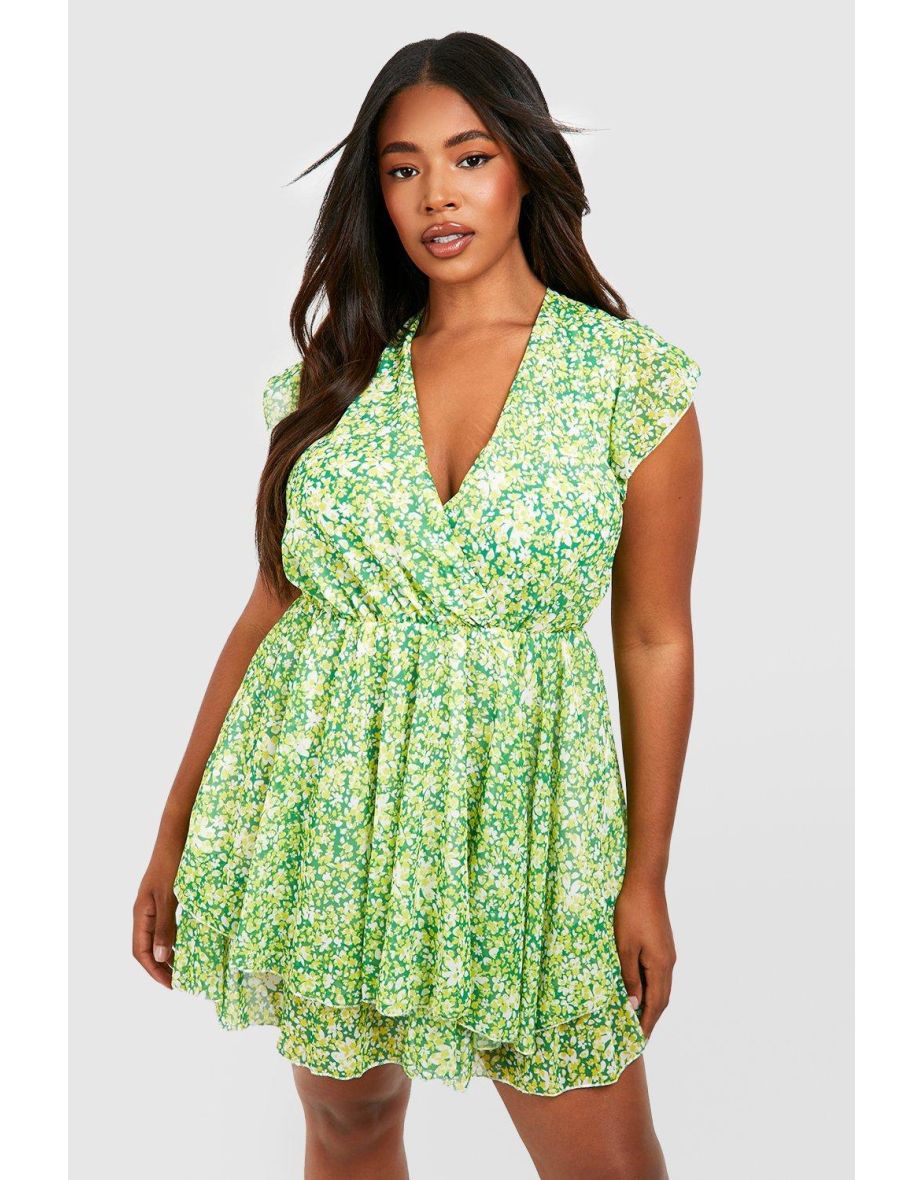 Green skater dress plus size clearance