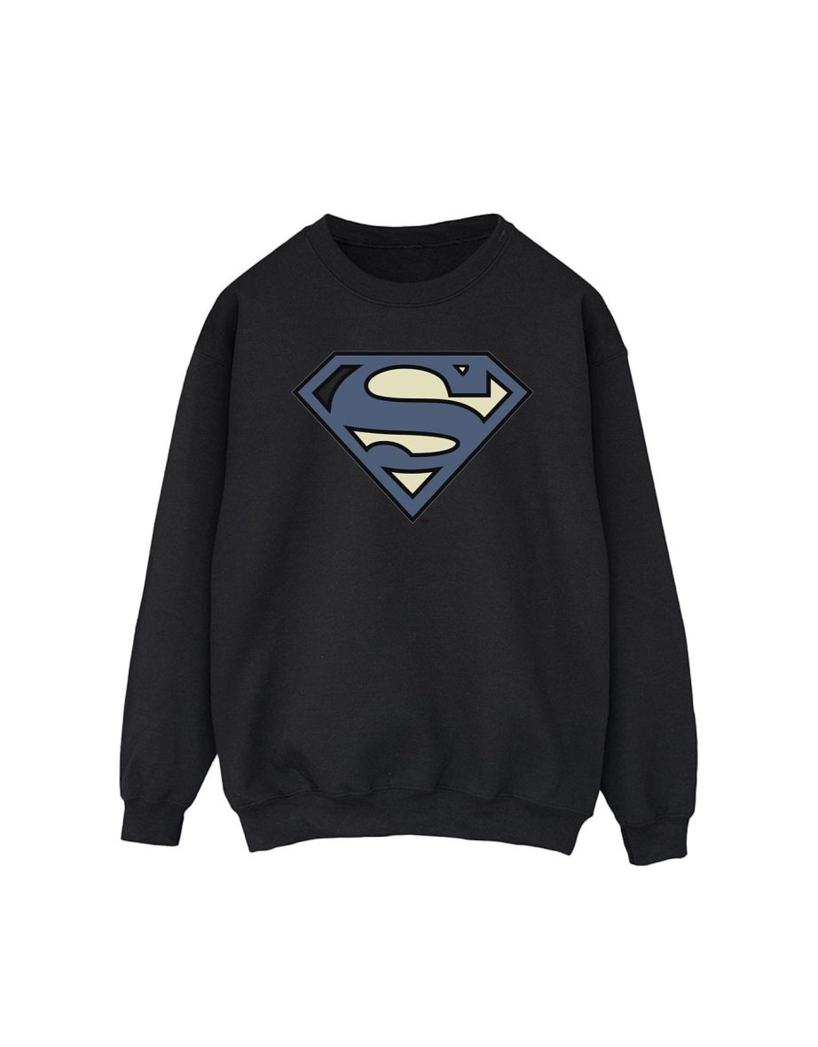 DC Comics Mens Superman Indigo Blue Logo Sweatshirt - Black - 1