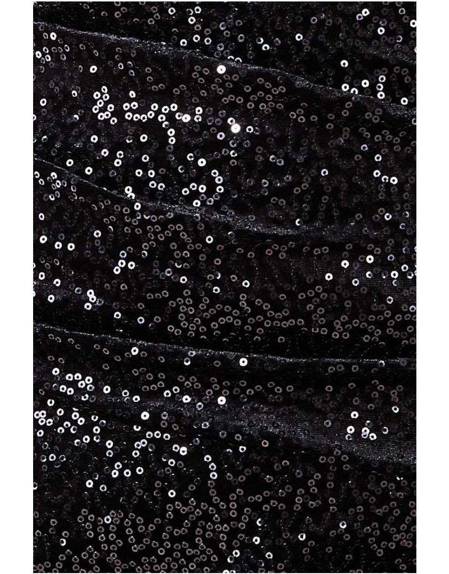 Goddiva Plus Sequin & Velvet Bardot Maxi Dress - Black - 3
