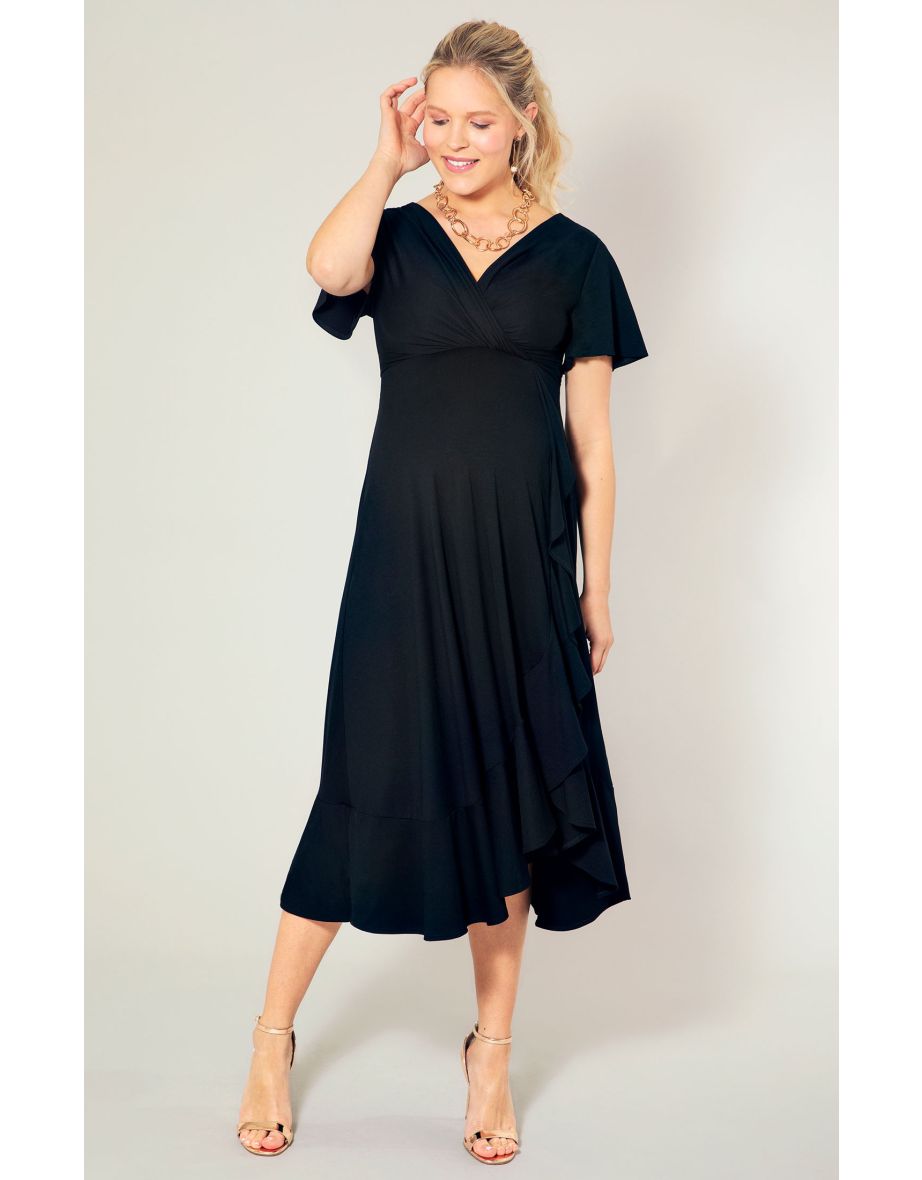 Waterfall Midi Dress Black - 4