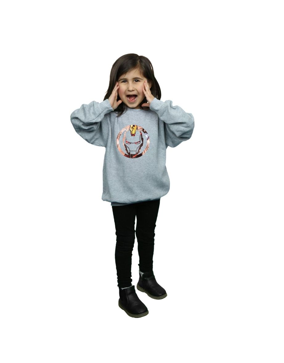 Marvel Girls Iron Man Montage Symbol Sweatshirt - Sports Grey - 3
