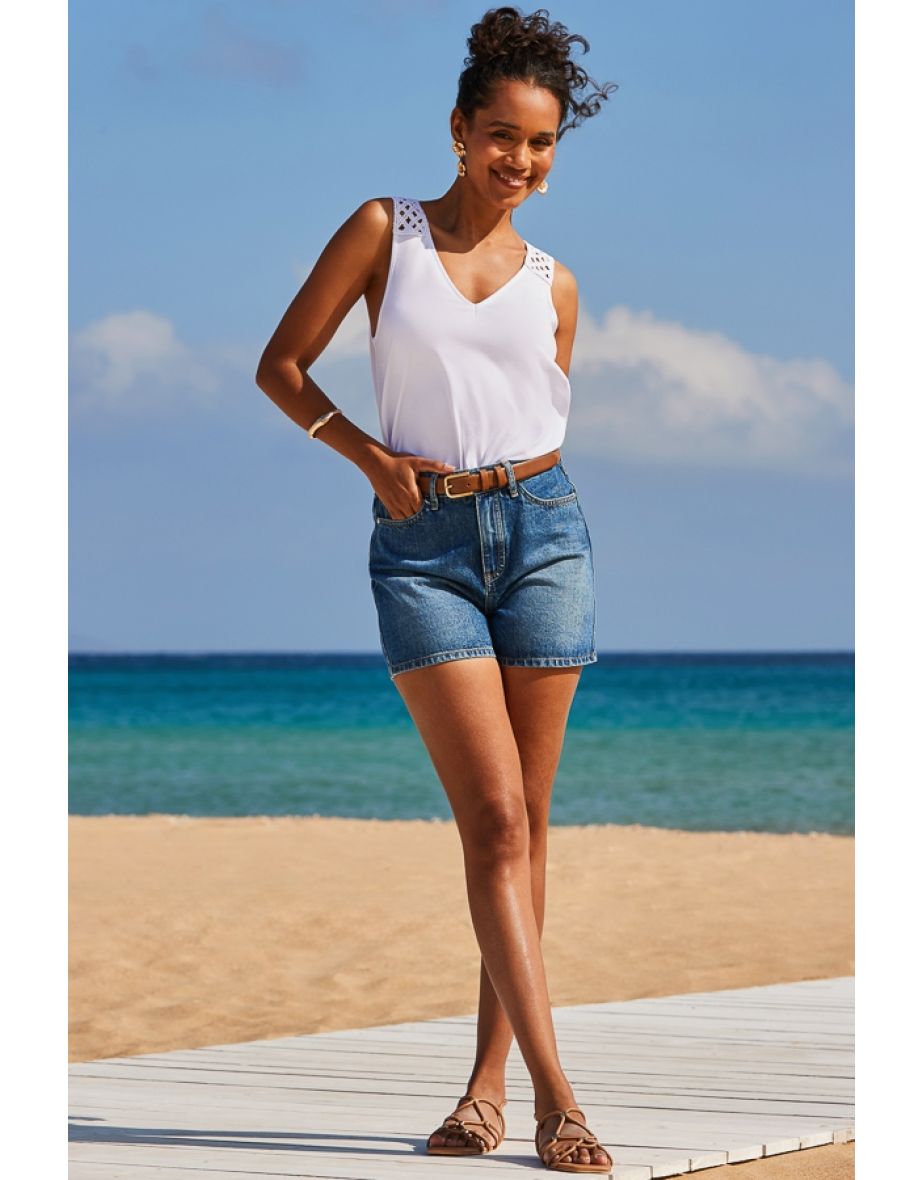 Ivory Crochet Detail Vest Top