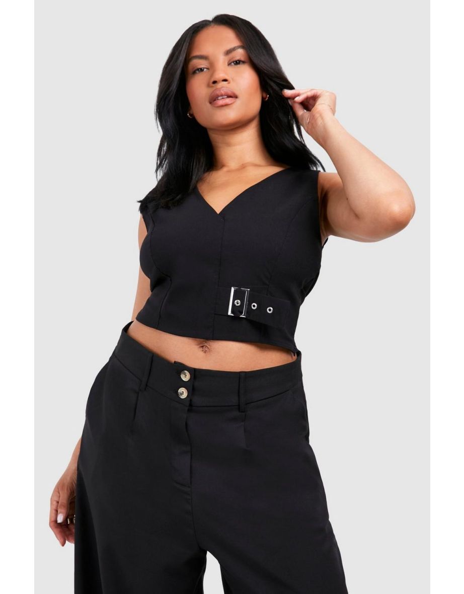 Shop Plus Buckle Detail Waistcoat black Online in Oman VogaCloset