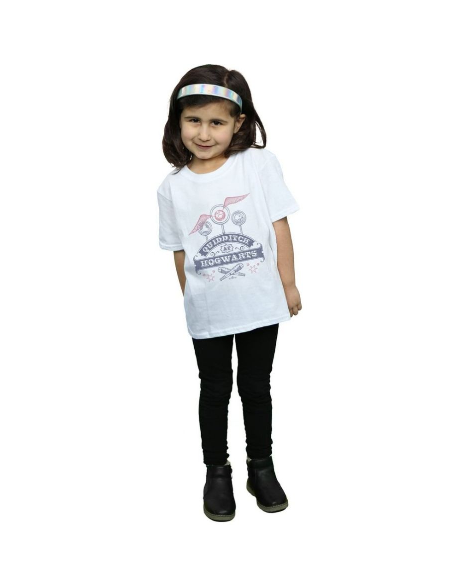 Harry Potter Girls Quidditch At Hogwarts Cotton T-Shirt - White - 2