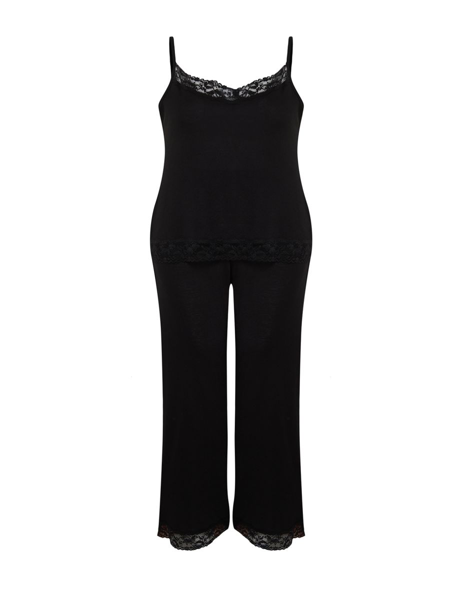 Black Plus Size Pajamas Set - 7