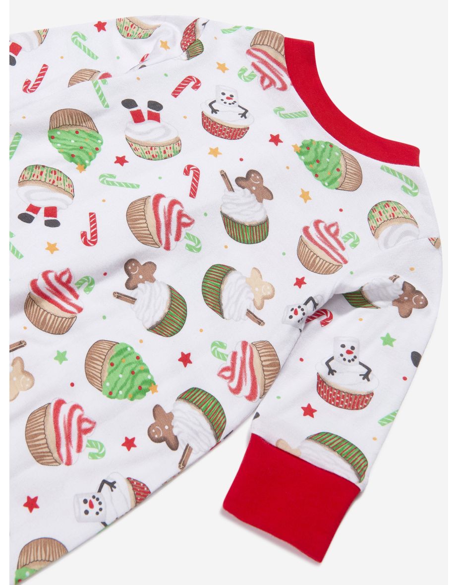 Baby Festive Cupcakes Zipper Babygrow in White - 3