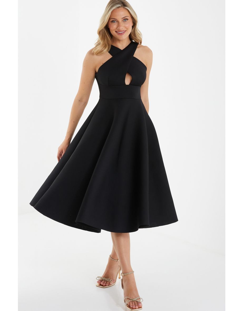 Quiz black skater dress top