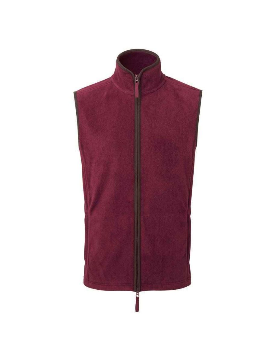 Premier Mens Artisan Fleece Gilet - Burgundy/Brown