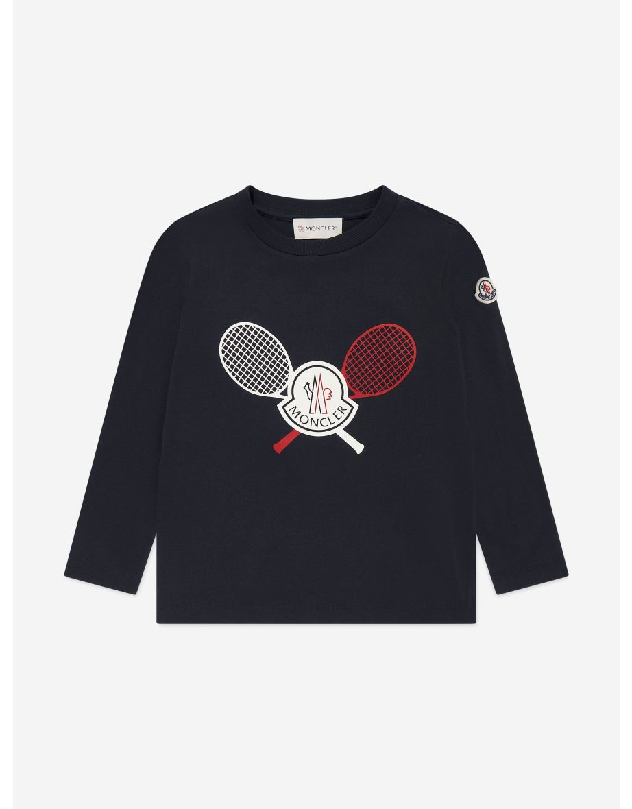 Boys Tennis Logo Long Sleeve T-Shirt in Navy