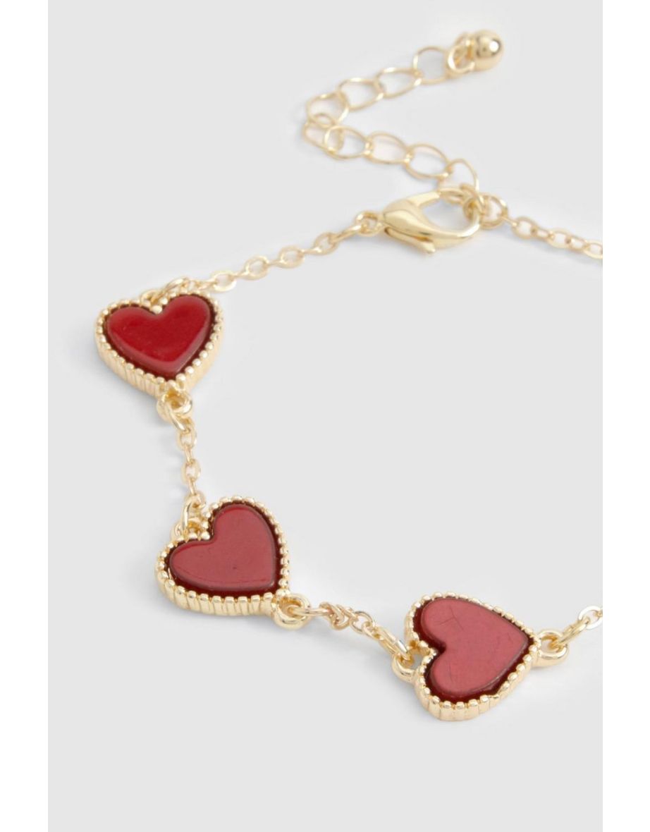 Red Enamel Scattered Heart Bracelet - red - 2