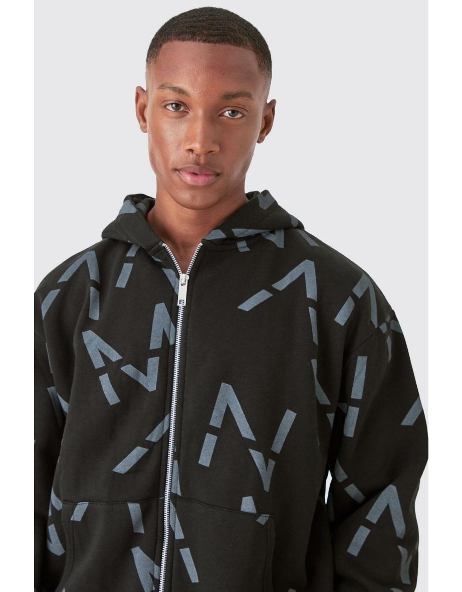 All over man printed hooded short tracksuit outlet