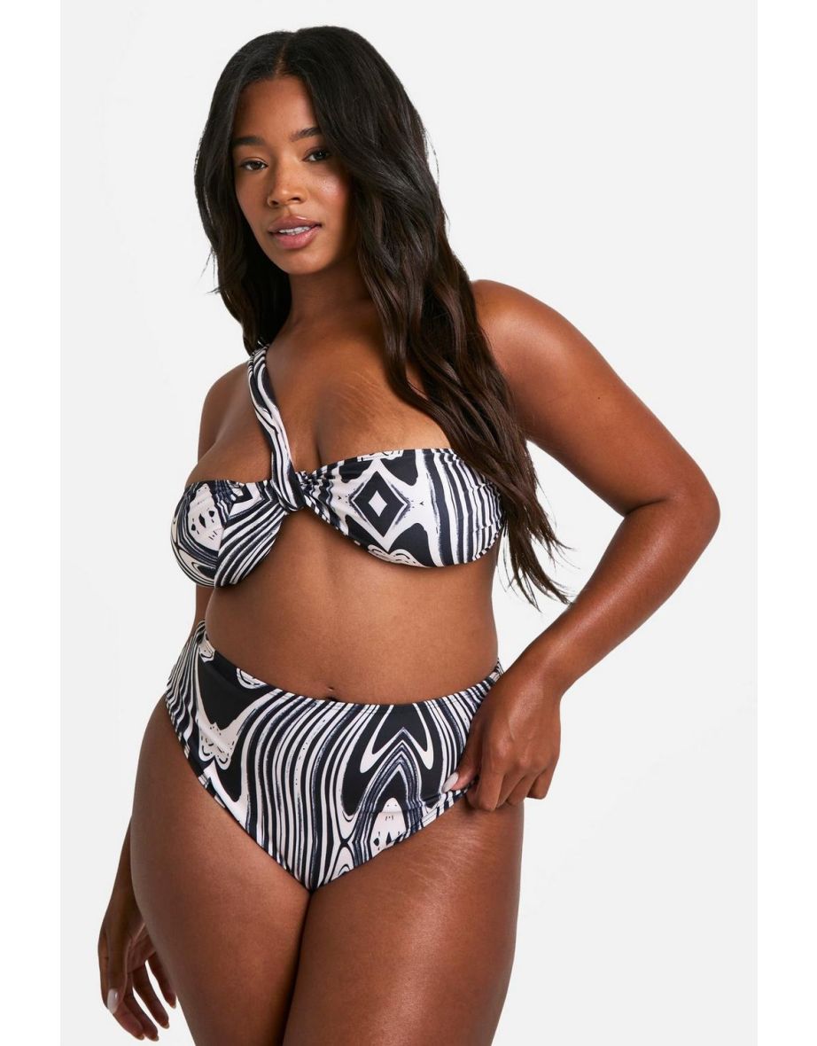 Shop Plus Marble One Shoulder High Waisted Bikini Set black Online in Oman VogaCloset