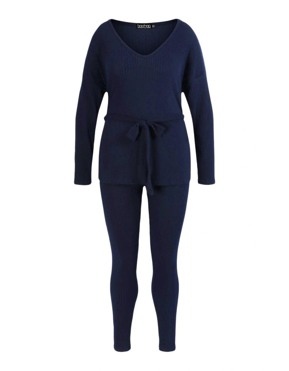 Plus Soft Rib Top and Legging Co-Ord - navy - 1