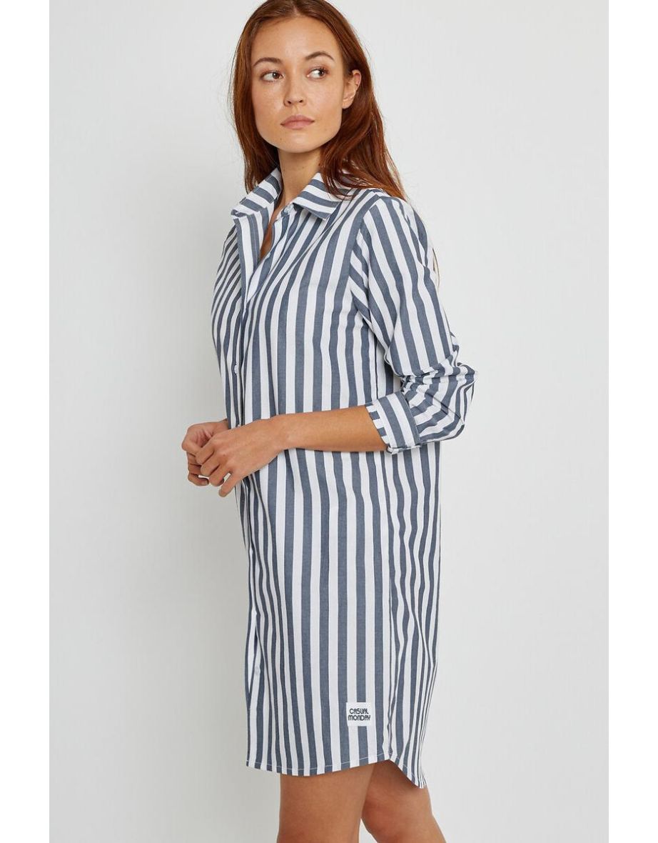 Striped Cotton Poplin Nightshirt