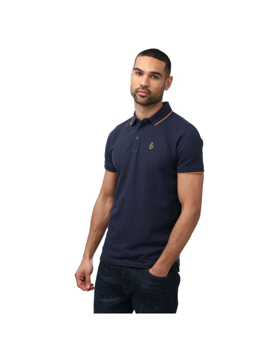 Men's Luke 1977 Ricky Gold Tipped Polo Shirt in Blue