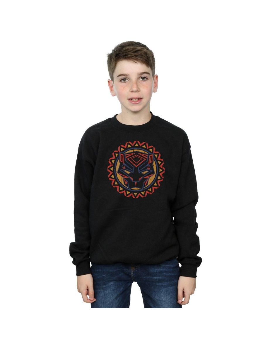 Marvel Boys Black Panther Tribal Panther Icon Sweatshirt - Black