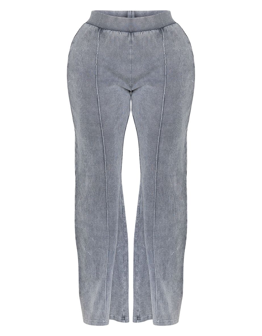 Shape Charcoal Soft Rib Pocket Bum Flare Trousers - 4