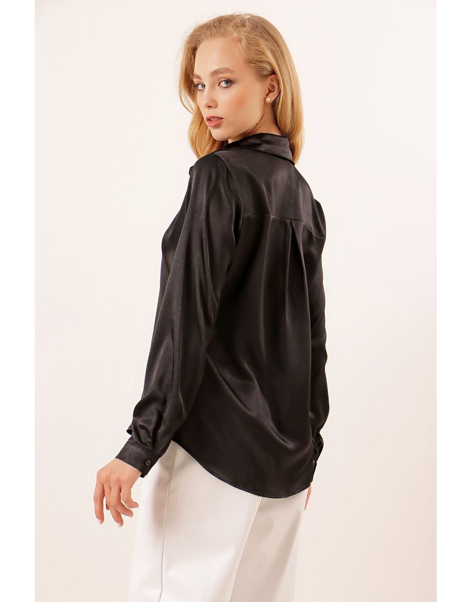 Lightly Flowy Satin Shirt - 5