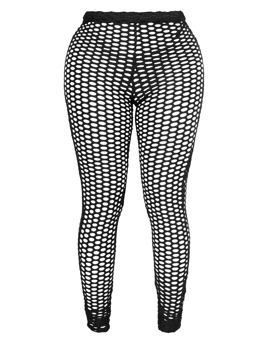 Shape Black Fish Net Leggings - 4