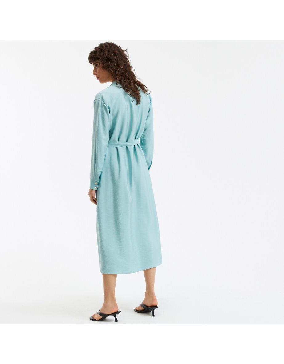 Maxi Shift Dress with Long Sleeves - 4