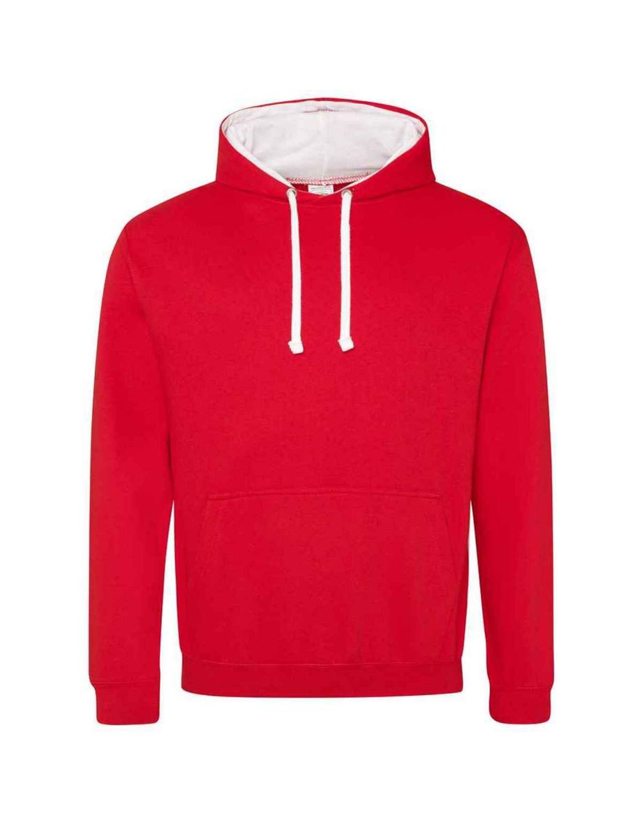 Awdis Womens/Ladies Varsity Hoodie - Fire Red/Arctic White