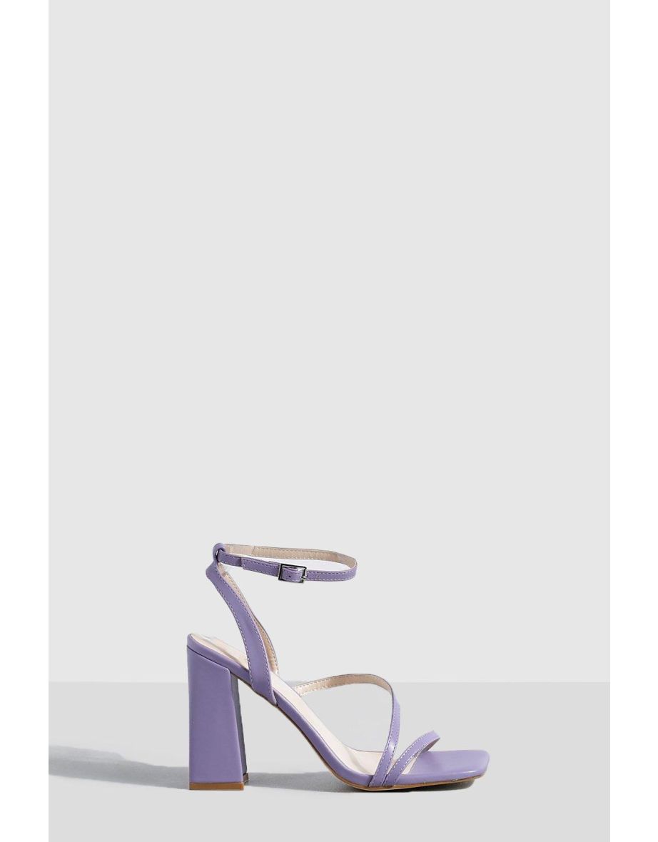 Asymmetric Stap Block Heels purple